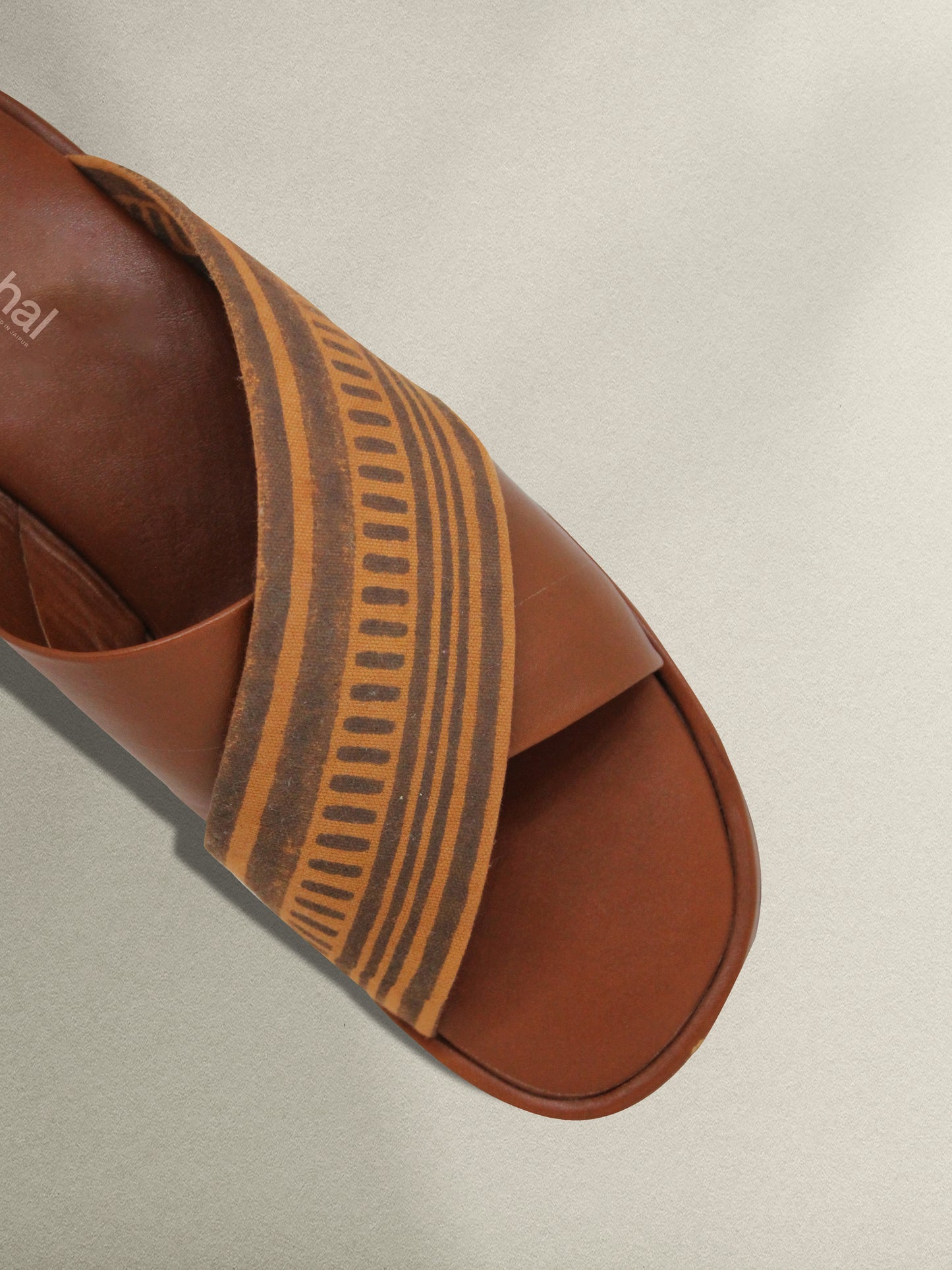Criss Cross Leather and Block Print